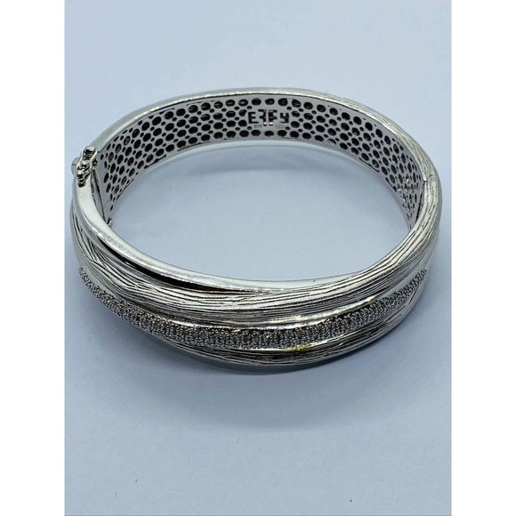 EFFY BH Balissima Diamond Sterling Silver Hinged Bangle asymmetric wrap - Picture 1 of 11